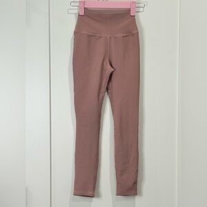 Five Dancewear Ribbed High Waisted Leggings Mauve Pink Girls Large Dancer Yoga